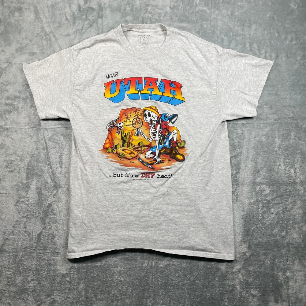 Moab Utah Skeleton Hiking Graphic T Shirt Sportex Apparel Mens Size M